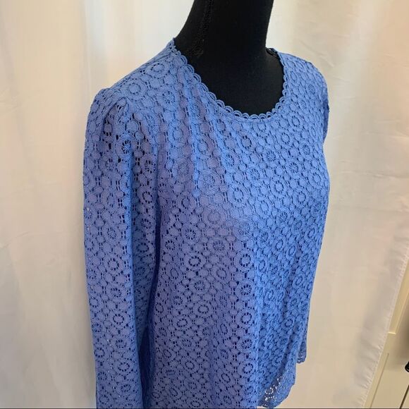 BANANA Republic blue lace top long sleeve Sz M - Picture 4 of 11